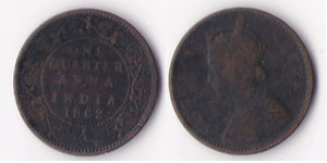 1862 one quarter anna